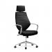 Atlas High Back Leather Effect Designer Executive Chair with Headrest, Chrome Armrests and Chrome Base - Black BCP/G448/BK