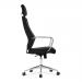 Atlas High Back Leather Effect Designer Executive Chair with Headrest, Chrome Armrests and Chrome Base - Black BCP/G448/BK