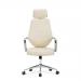 Atlas High Back Leather Effect Designer Executive Chair with Headrest, Chrome Armrests and Chrome Base - Cream BCP/G448/CM
