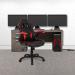 Predator Executive Ergonomic Gaming Style Office Chair with Folding Arms, Integral Headrest and Lumbar Support - Black/Red BCP/H600/BK/RD