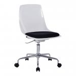 Flow Designer Poly Swivel Chair with White Shell and Chrome Base BCP/K544/WH-BK