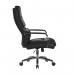 Leather Effect Managers Chair with Mesh Armrests, Padded Lumbar Support & Headrest - Black BCP/Q360/BK