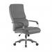 Leather Effect Managers Chair with Mesh Armrests, Padded Lumbar Support & Headrest - Grey BCP/Q360/GY