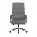 Leather Effect Managers Chair with Mesh Armrests, Padded Lumbar Support & Headrest - Grey BCP/Q360/GY