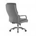 Leather Effect Managers Chair with Mesh Armrests, Padded Lumbar Support & Headrest - Grey BCP/Q360/GY