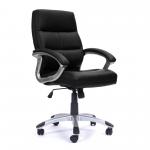 Greenwich High Back Leather Effect Executive Armchair with Silver Detailed Black Nylon Base - Black BCP/T101/BK
