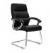 Greenwich High Back Leather Effect Executive Visitor Armchair with Contoured Design Backrest and Chrome Base - Black BCP/T401/BK