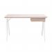 Tyrol Compact Workstation with Suspended Underdesk Drawer - White Frame - Oak Finish BDW/I201/WH-OK