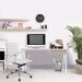 Tyrol Compact Workstation with Suspended Underdesk Drawer - White Frame - Oak Finish BDW/I201/WH-OK