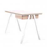 Tyrol Compact Workstation with Suspended Underdesk Drawer - White Frame - Oak Finish BDW/I201/WH-OK