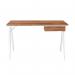 Tyrol Compact Workstation with Suspended Underdesk Drawer - White Frame - Walnut Finish BDW/I201/WH-WN
