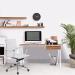 Tyrol Compact Workstation with Suspended Underdesk Drawer - White Frame - Walnut Finish BDW/I201/WH-WN