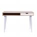Tromso Compact Workstation with White Legs, Stylish Complementing Drawer and Open Storage Compartment - White Legs - Oak Finish BDW/I202/WH-OK