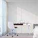 Tromso Compact Workstation with White Legs, Stylish Complementing Drawer and Open Storage Compartment - White Legs - Oak Finish BDW/I202/WH-OK