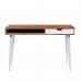 Tromso Compact Workstation with White Legs, Stylish Complementing Drawer and Open Storage Compartment - White Legs - Walnut Finish BDW/I202/WH-WN