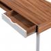 Tromso Compact Workstation with White Legs, Stylish Complementing Drawer and Open Storage Compartment - White Legs - Walnut Finish BDW/I202/WH-WN