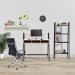 Vienna Compact Two Tier Workstation with Stylish Feature Frame and Upper Storage Shelf - Black Frame - Oak Finish BDW/I203/BK-OK