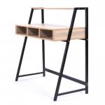 Vienna Compact Two Tier Workstation with Stylish Feature Frame and Upper Storage Shelf - Black Frame - Oak Finish BDW/I203/BK-OK