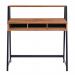 Vienna Compact Two Tier Workstation with Stylish Feature Frame and Upper Storage Shelf - Black Frame - Walnut Finish BDW/I203/BK-WN