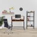 Vienna Compact Two Tier Workstation with Stylish Feature Frame and Upper Storage Shelf - Black Frame - Walnut Finish BDW/I203/BK-WN