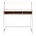Vienna Compact Two Tier Workstation with Stylish Feature Frame and Upper Storage Shelf - White Frame - Oak Finish BDW/I203/WH-OK