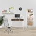 Vienna Compact Two Tier Workstation with Stylish Feature Frame and Upper Storage Shelf - White Frame - Oak Finish BDW/I203/WH-OK