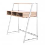Vienna Compact Two Tier Workstation with Stylish Feature Frame and Upper Storage Shelf - White Frame - Oak Finish BDW/I203/WH-OK