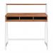 Vienna Compact Two Tier Workstation with Stylish Feature Frame and Upper Storage Shelf - White Frame - Walnut Finish BDW/I203/WH-WN