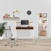 Vienna Compact Two Tier Workstation with Stylish Feature Frame and Upper Storage Shelf - White Frame - Walnut Finish BDW/I203/WH-WN