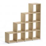 Boon - 10x Cube Stepped Shelf Storage System - 1470x1450x330mm - Oak BOON13-OAK