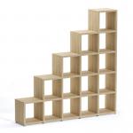 Boon - 15x Cube Stepped Shelf Storage System - 1830x1810x330mm - Oak BOON19-OAK