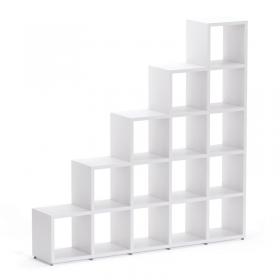 Nautilus Designs Boon - 15x Cube Stepped Shelf Storage System - 1830x1810x330mm - White BOON19-WHT