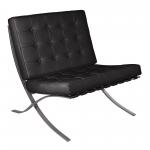 Valencia Contemporary Oversized Leather Faced Reception Chair with Classic Button Design - One Seater - Black BSL/X100/BK