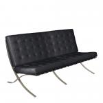 Valencia Contemporary Oversized Leather Faced Reception Chair with Classic Button Design - Two Seater - Black BSL/X101/BK