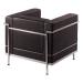 Belmont Contemporary Cubed Leather Faced Single Seater Reception Chair with Stainless Steel Frame and Integrated Leg Supports - Black BSL/X200/BK