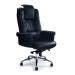 Hercules Luxurious High Back Leather Faced Gull-Wing Executive Armchair with Adjustable Headrest and Chrome Base - Black DPA1611ATG/LBK
