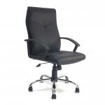 Weston High Back Leather Faced Executive Armchair with Chrome Base - Black DPA1820ATG/LBK