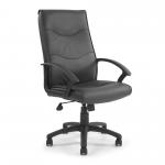 Swithland High Back Leather Faced Executive Armchair with Detailed Stitching - Black DPA2007ATG/LBK