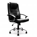 Westminster High Back Leather Faced Executive Armchair with Integral Headrest and Chrome Base - Black DPA2008ATG/LBK