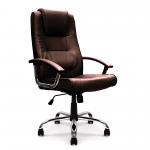 Westminster High Back Leather Faced Executive Armchair with Integral Headrest and Chrome Base - Brown DPA2008ATG/LBW