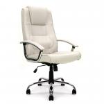 Westminster High Back Leather Faced Executive Armchair with Integral Headrest and Chrome Base - Cream DPA2008ATG/LCM