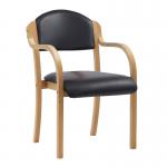 Tahara Beech Framed Stackable Side Armchair with Vinyl Upholstered and Padded Seat and Backrest - Black DPA2050BEBKV