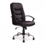 Fleet High Back Leather Faced Executive Armchair with Ruched Panel Detailing and Chrome Swivel Base - Black DPA369ATG/L