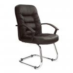 Fleet High Back Leather Faced Executive Visitor Armchair with Ruched Panel Detailing and Chrome Cantilever Base - Black DPA369AV/L