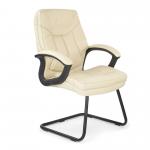Hudson Stylish High Back Leather Faced Visitor Armchair with Upholstered Armrests and Pronounced Lumbar Support - Cream DPA608AV/LCM