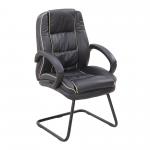 Truro Cantilever Framed Leather Faced visitor Armchair with Contrasting Piping - Black DPA609AV/LBK