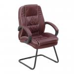 Truro Cantilever Framed Leather Faced visitor Armchair with Contrasting Piping - Burgundy DPA609AV/LBY