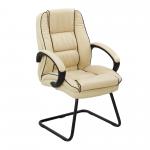 Truro Cantilever Framed Leather Faced visitor Armchair with Contrasting Piping - Cream DPA609AV/LCM
