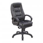 Truro High Back Leather Faced Executive Armchair with Contrasting Piping - Black DPA609KTAG/LBK