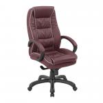 Truro High Back Leather Faced Executive Armchair with Contrasting Piping - Burgundy DPA609KTAG/LBY
